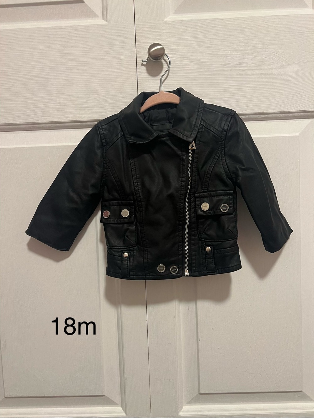 Toddler Black Faux Leather Moto Jacket - 18M